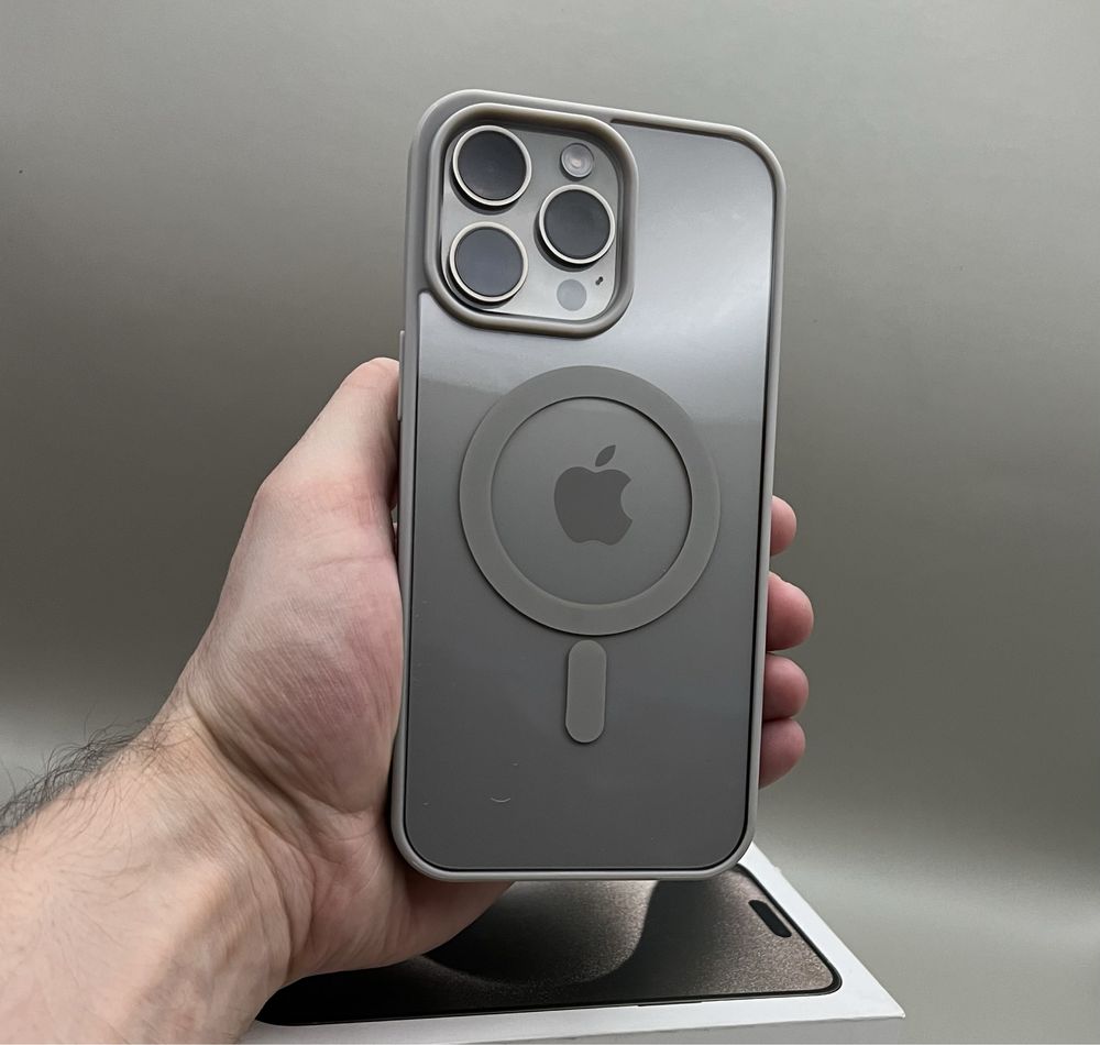 Чехол iPhone 15 Pro natural titanium MagSafe, 14 pro grey, не желтеет