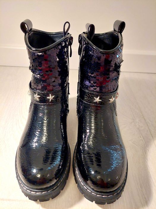 Buty botki 31 dziewczęce czarne jesienno-zimowe