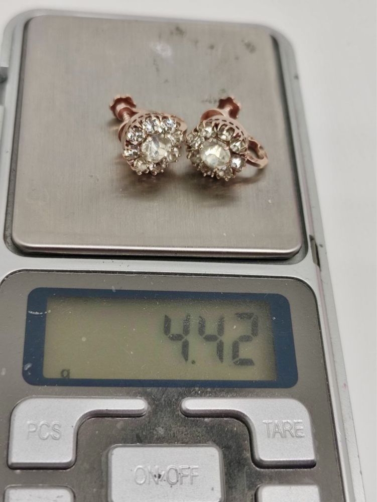 Советские серебрянве серьги 875 пообы с горных хрусткль позолота