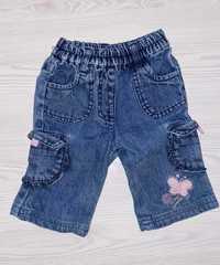 Jeansowe niemowlęce/dziecięce spodnie z motylkiem 0-3