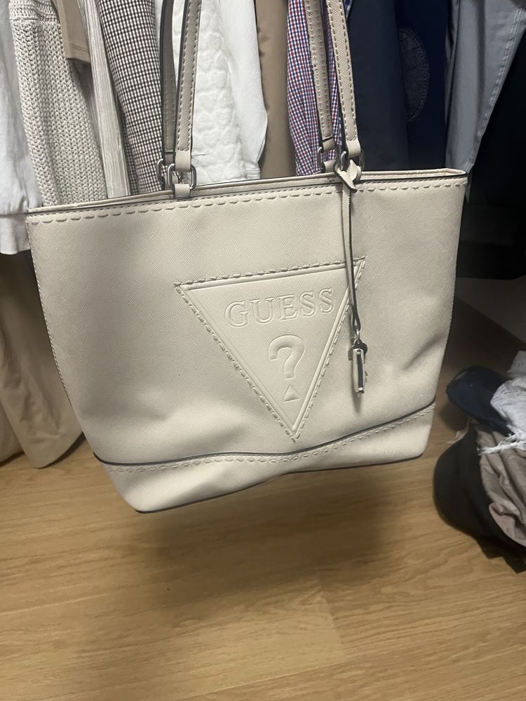 Shopper torba torebka beżowa Guess