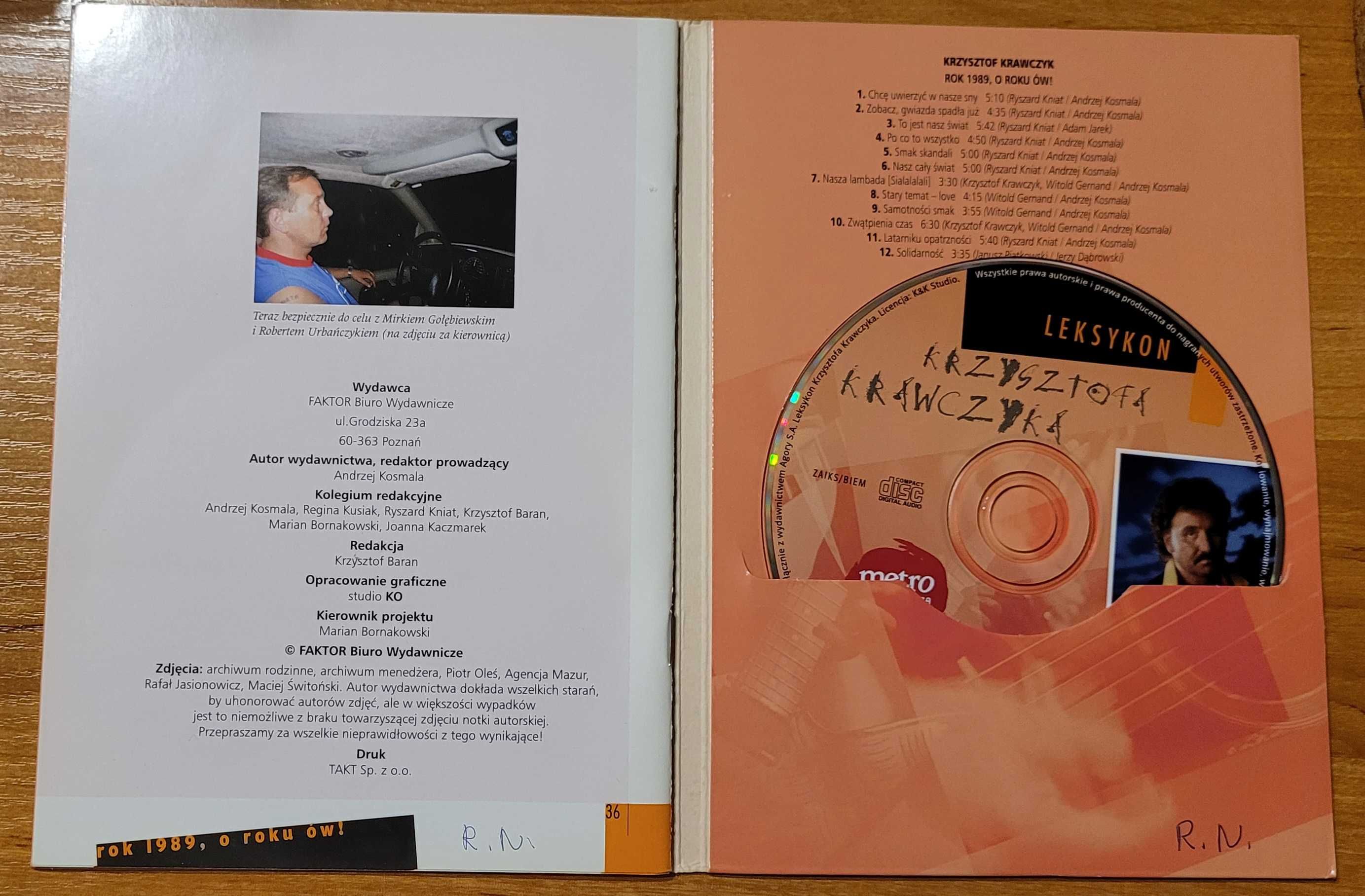 Plyta Cd z ksiazka Krzysztofa Krawczyka - Rok 1989, o roku ow!