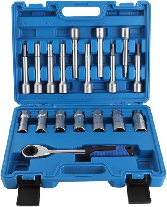 Zestaw nasadek do demontażu nakrętek amortyzatora 18 sztuk z pudełkiem