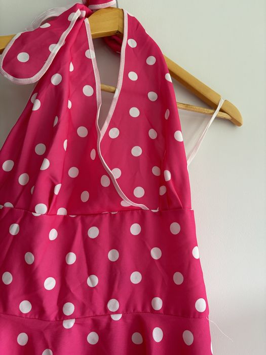 Magic różowa sukienka w kropki rozkloszowana S M