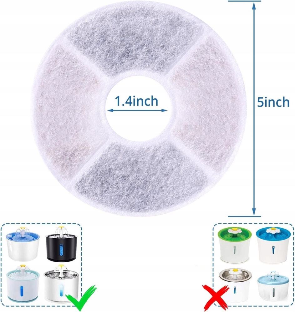 Filtr do fontanny dla kota, 10 szt, 2,5L, 3 potrójne systemy filtracji