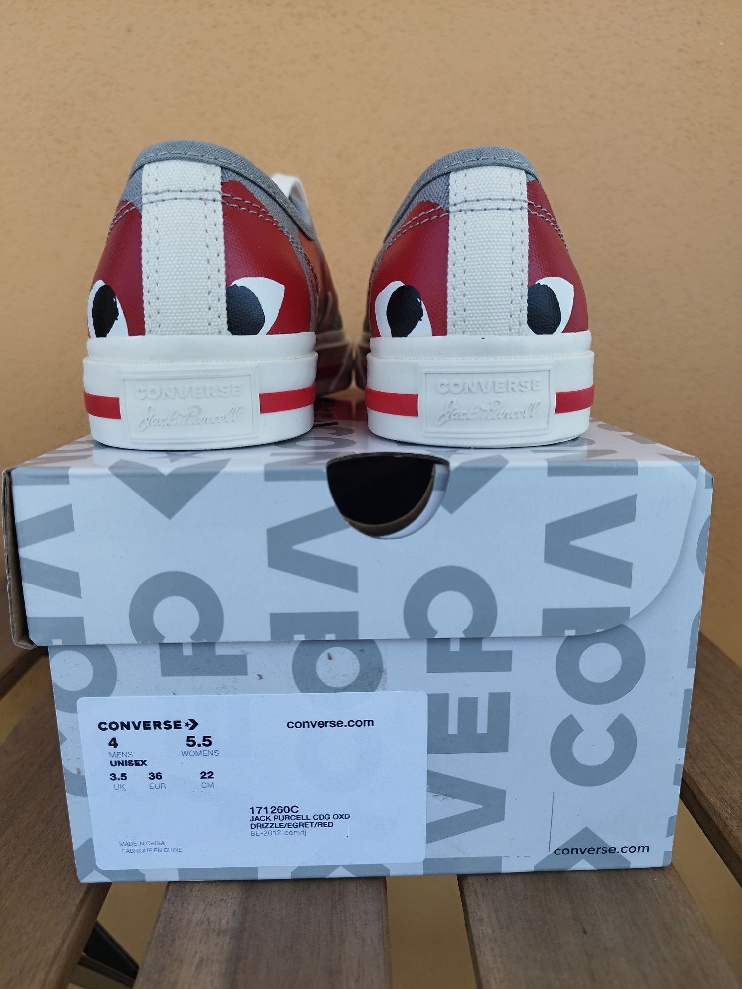 Converse x Comme des Garçons PLAY - Grey/Red (36EU)