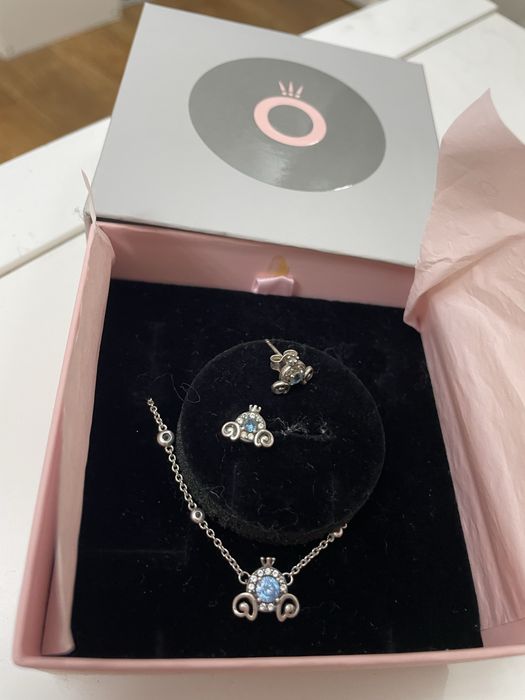 Zestaw bizuterii pandora kopciuszek naszyjnik i kolczyki karoca