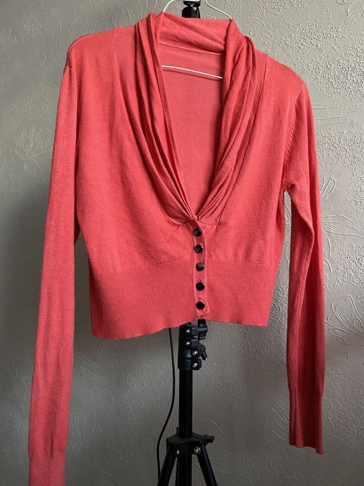 Zara sweterek krótki S kardigan malinowy czerwony