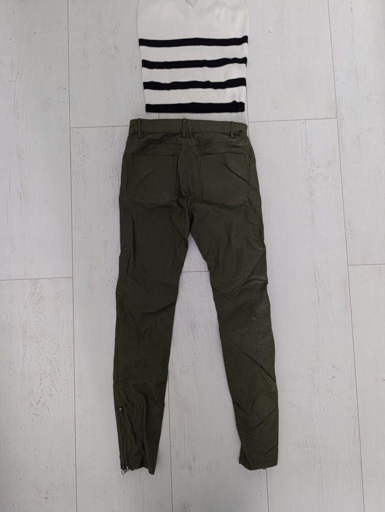 Jak nowe woskowane spodnie Stradivarius s 36 khaki zielone damskie