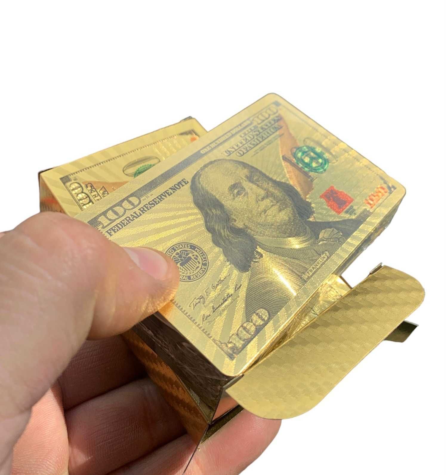 Gold Złote Karty USD Dolar Poker 55 kart Metalizowane Plastikowe