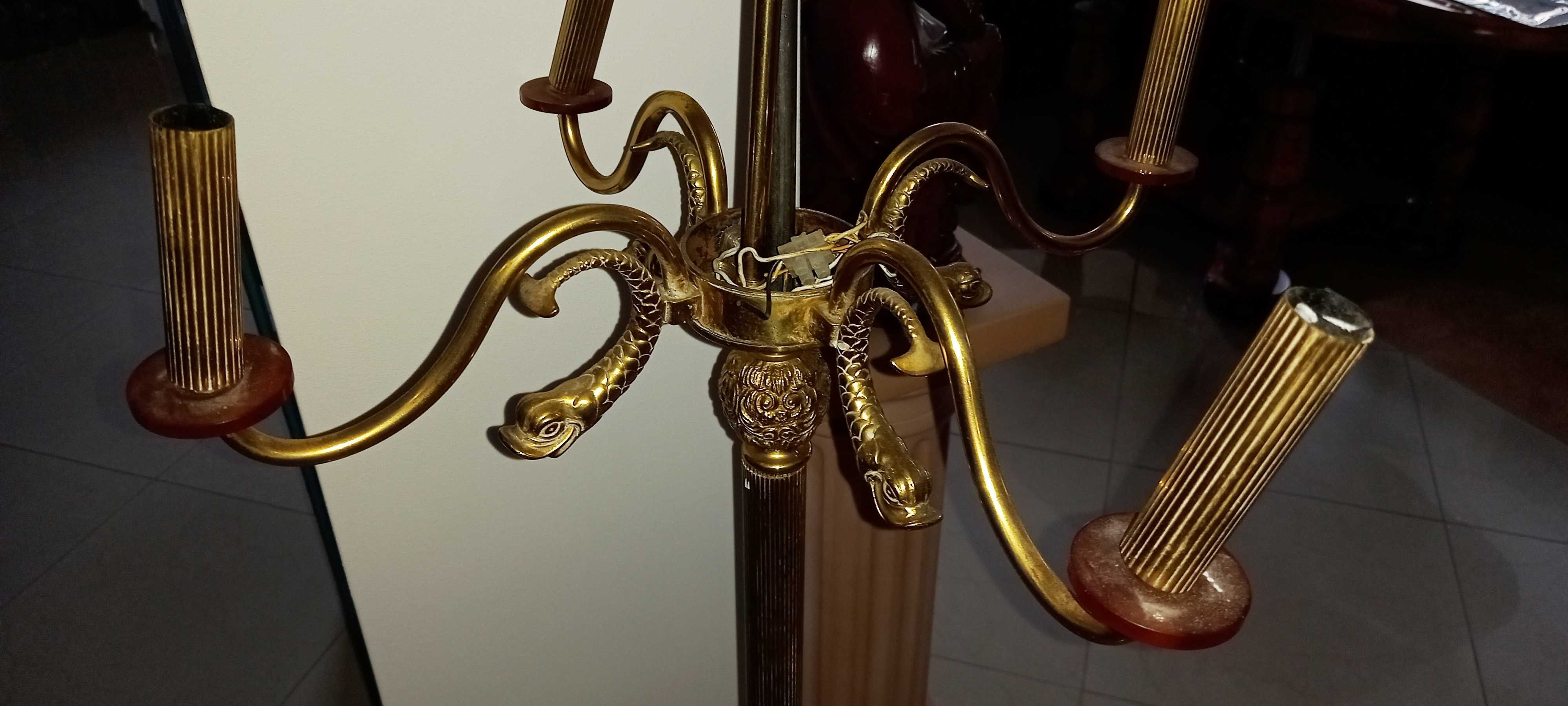 Przedwojenna lampa stojąca - mosiężna. Ładnie zdobiona i stylowa.