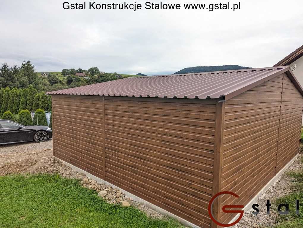 garaż blaszak 7x7 orzech złoty dąb solidny wzmocniony profil ocynk