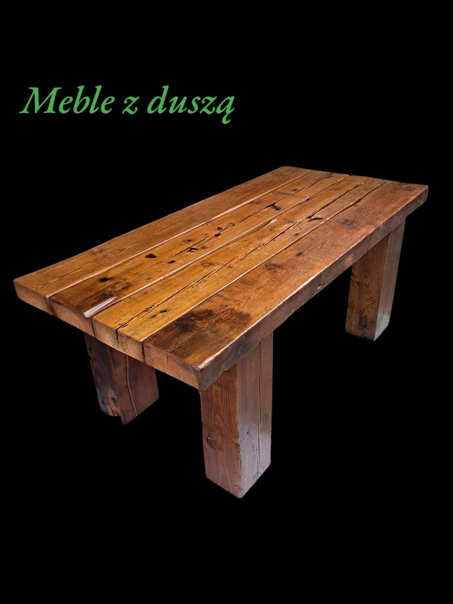 Stół jadalny drewniany, biurko stary, z bali