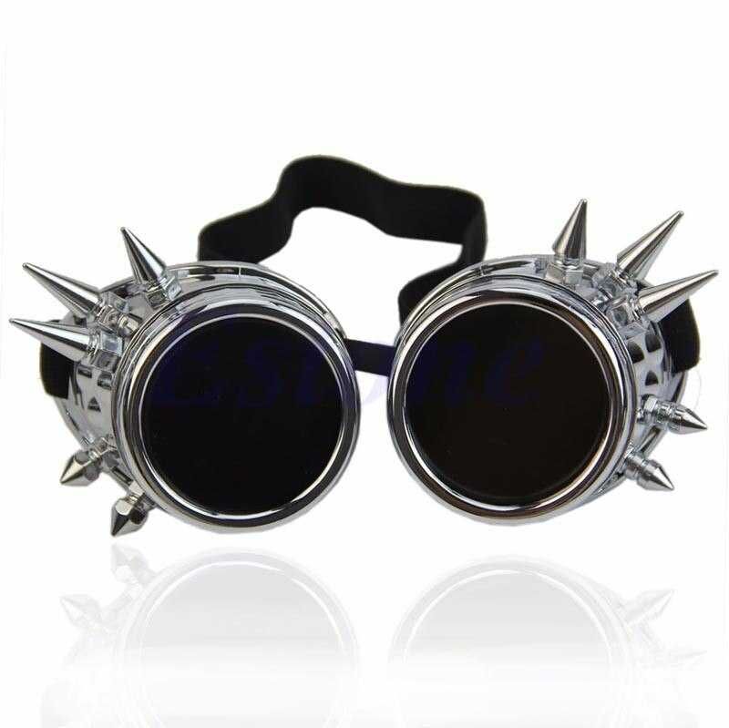 Okulary Steampunk z kolcami / srebrne Nowe Halloween
