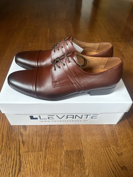 Eleganckie brązowe buty, pólbuty, skóra naturalna R. 40