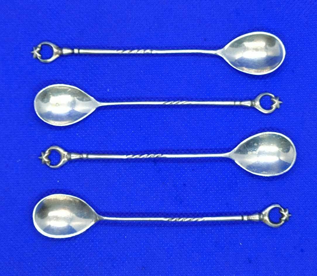Pack 4 colheres de chá vintage souvenir prata 800 Turca