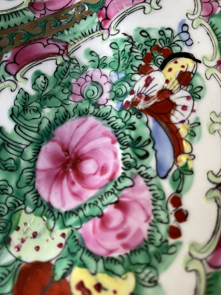 Handmade sygnowana stara chinska porcelana ręcznie malowana