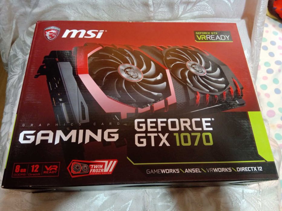 Видеокарта полный комплект.MSI GTX 1070 8Gb Gaming