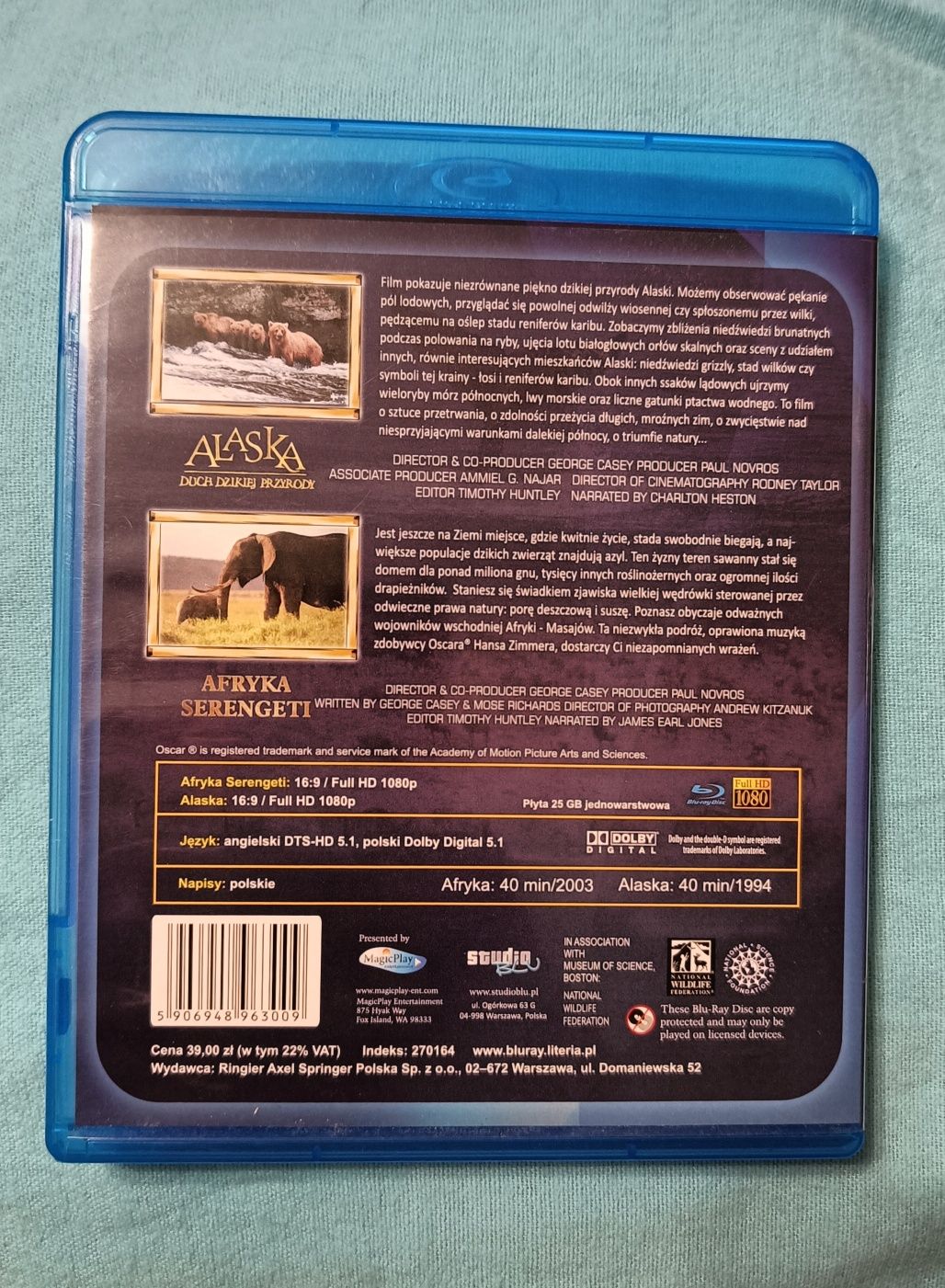 Blu-ray 2 filmy: Alaska duch dzikiej przyrody & Afryka Serengeti