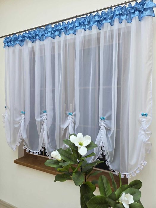 Gotowa firana oklahoma niebieska