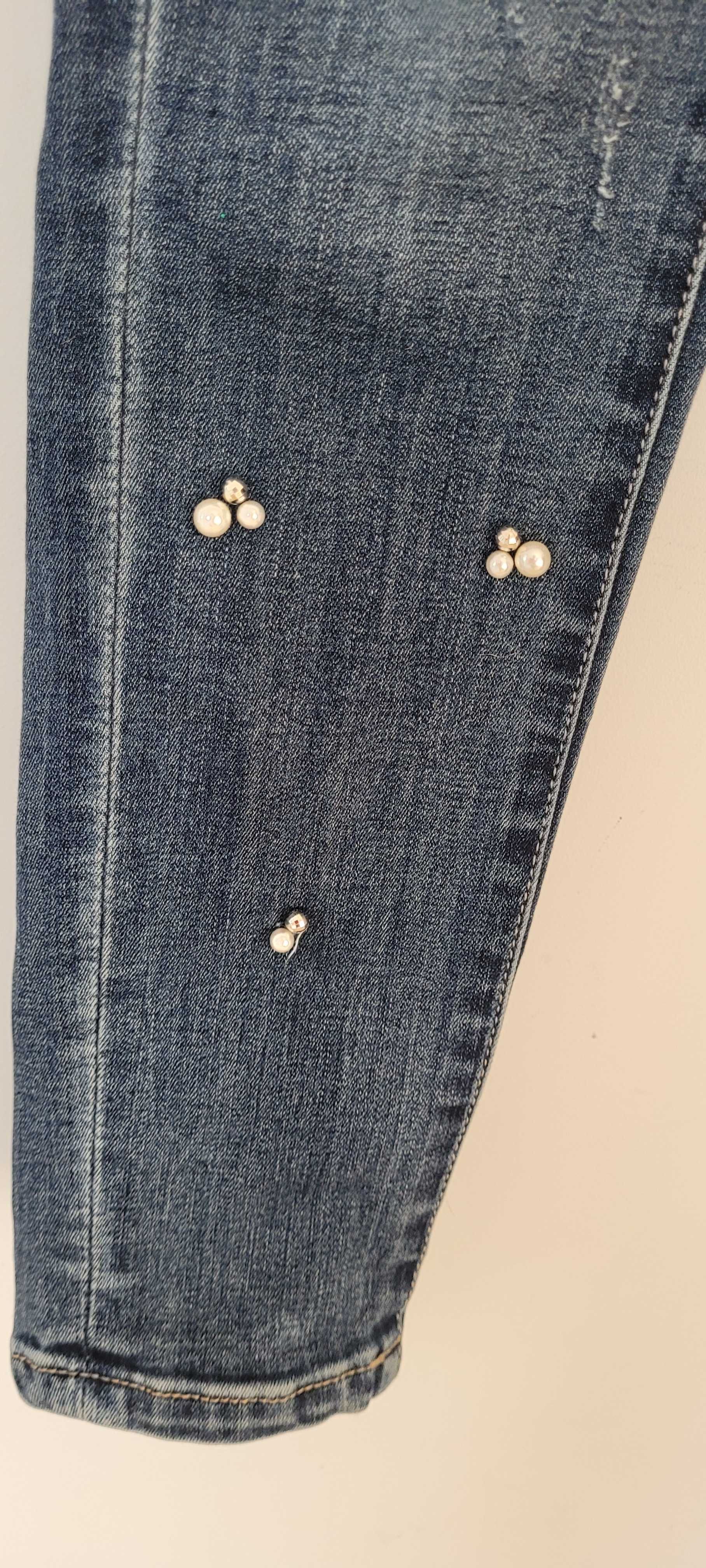 Niebieskie spodnie jeans perełki przetarcia Redial,roz38