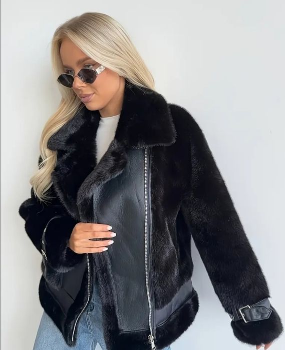 Шубка дублянка зимова жіноча оверсайз під норку трендов куртка хутряна