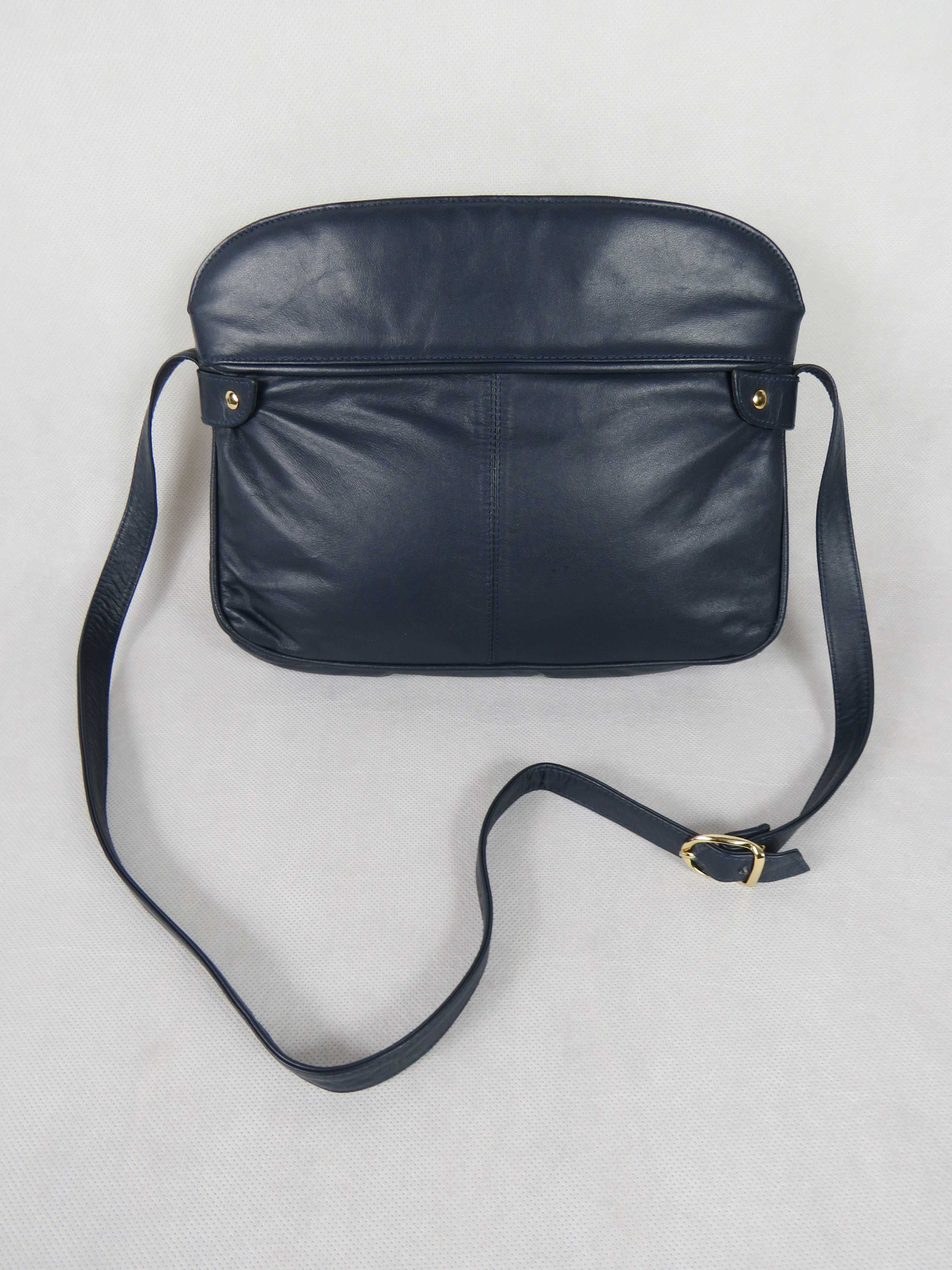 Skórzana torebka Vintage made in Brazil navy handbag