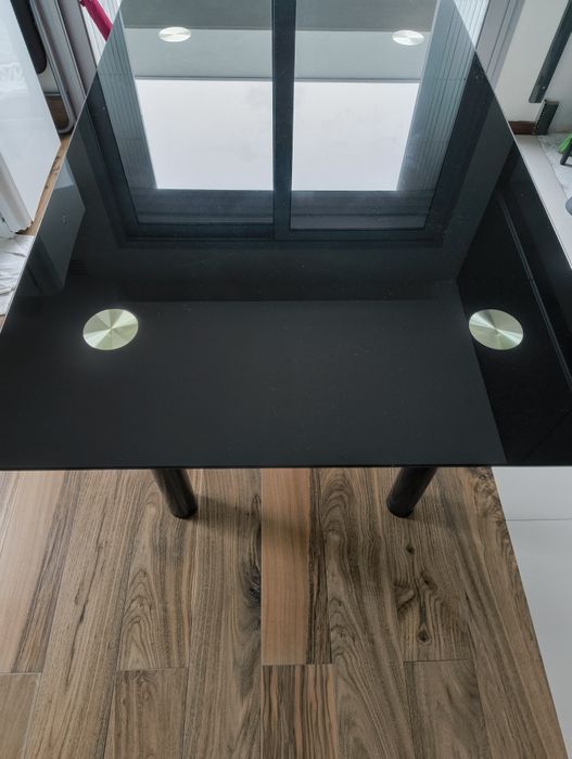 Mesa de cozinha em vidro, 140x90 cm