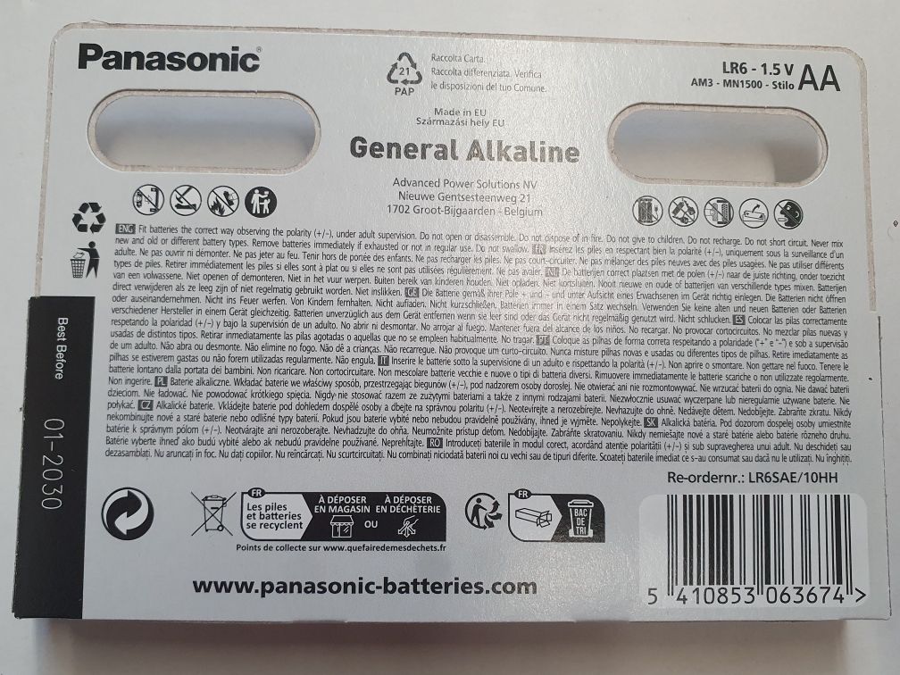 40 szt Bateria alkaliczna Panasonic AA (R6)