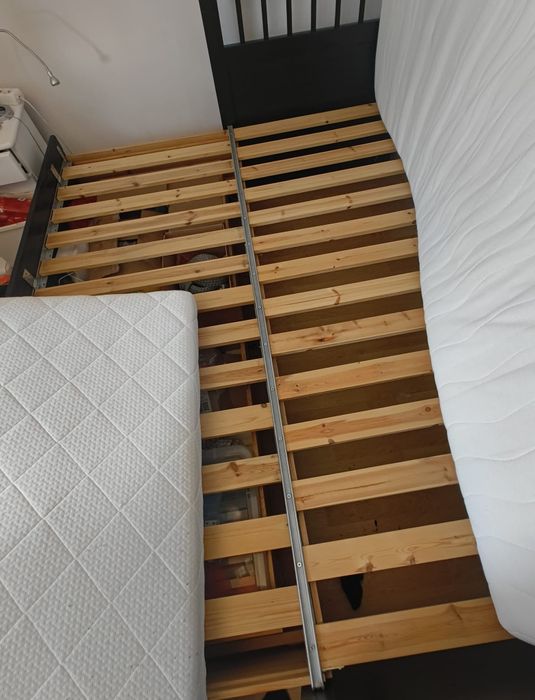 Łóżko rozkładane dwuosobowe leżanka drewniane Ikea czarne hemnes