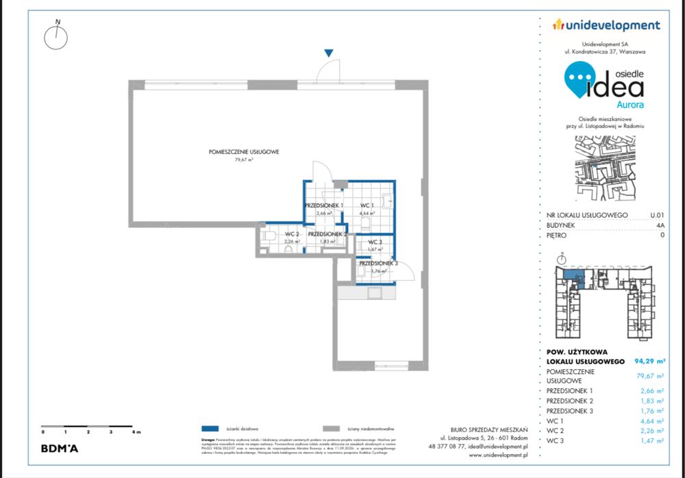 Lokal 94m², 3x WC, Parking, Magazyn, Os. Idea świetna ekspozycja