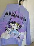 Bluza z nadrukiem anime fioletowa z kapturem