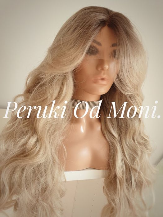 Peruka jasny popielaty blond z naturalny popielaty odrost