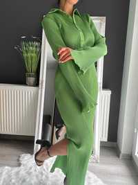 Elegancka sukienka midi w przepięknym kolorze zieleni