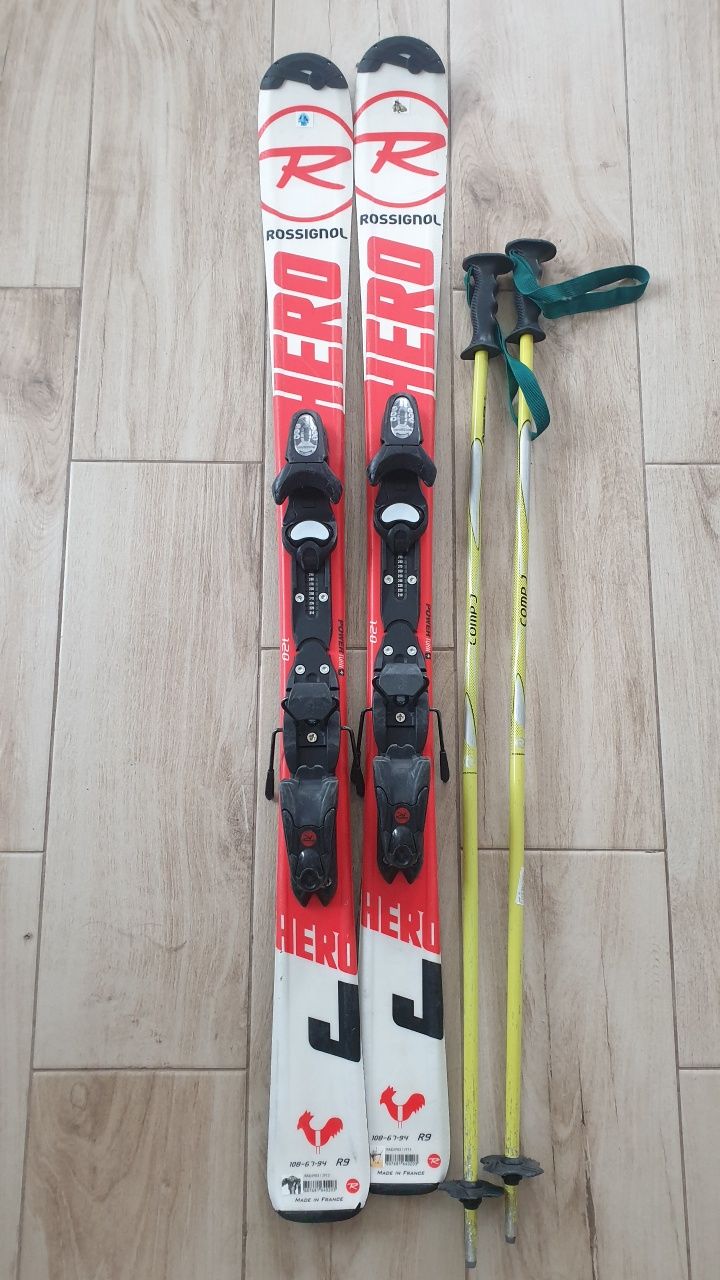 Narty Rossignol Hero J 120cm+ Rossignol Xelium + kijki 100cm