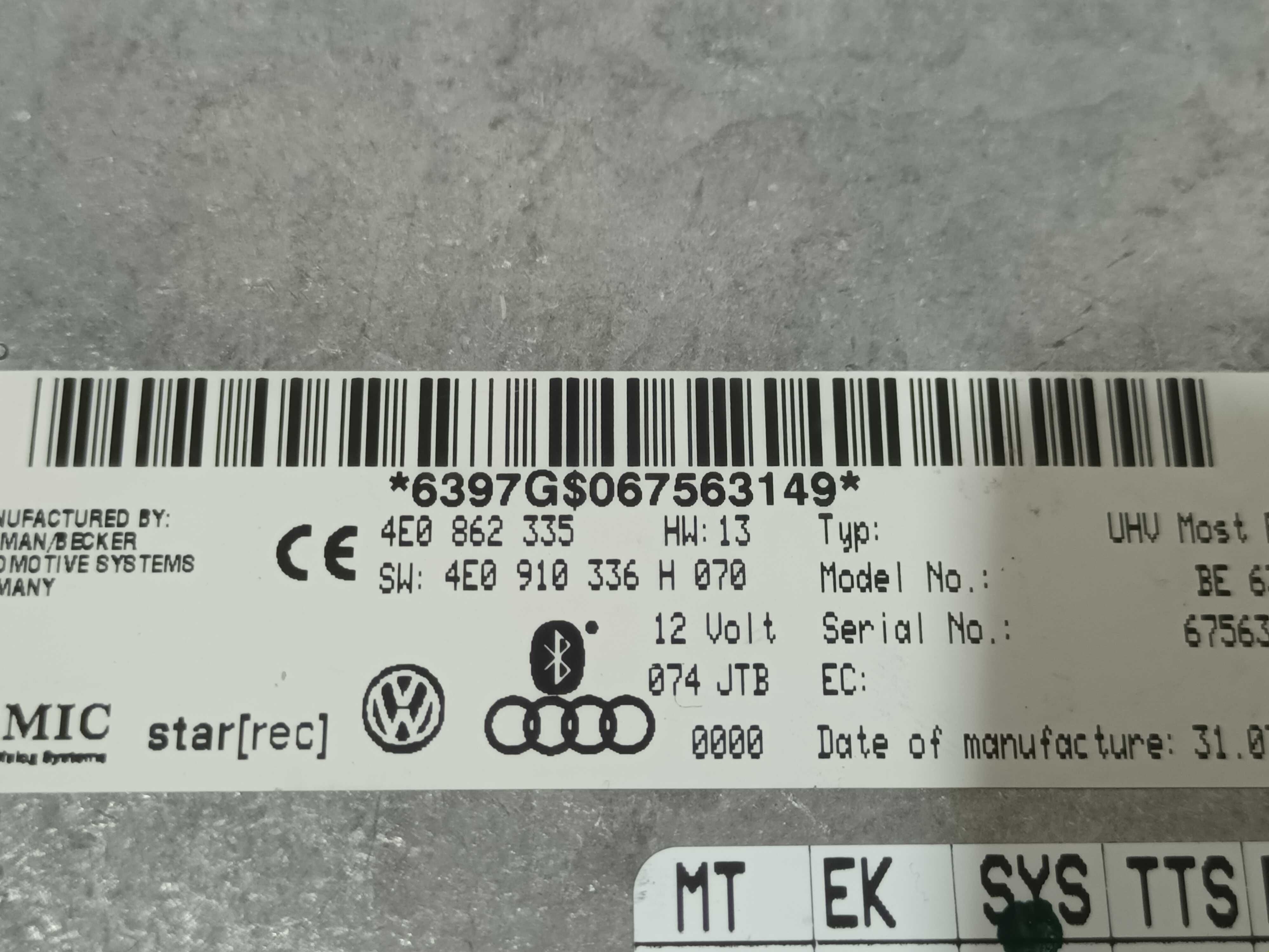 Moduł sterownik bluetooth AUDI A6 C6 A8 D3 Q7 4L