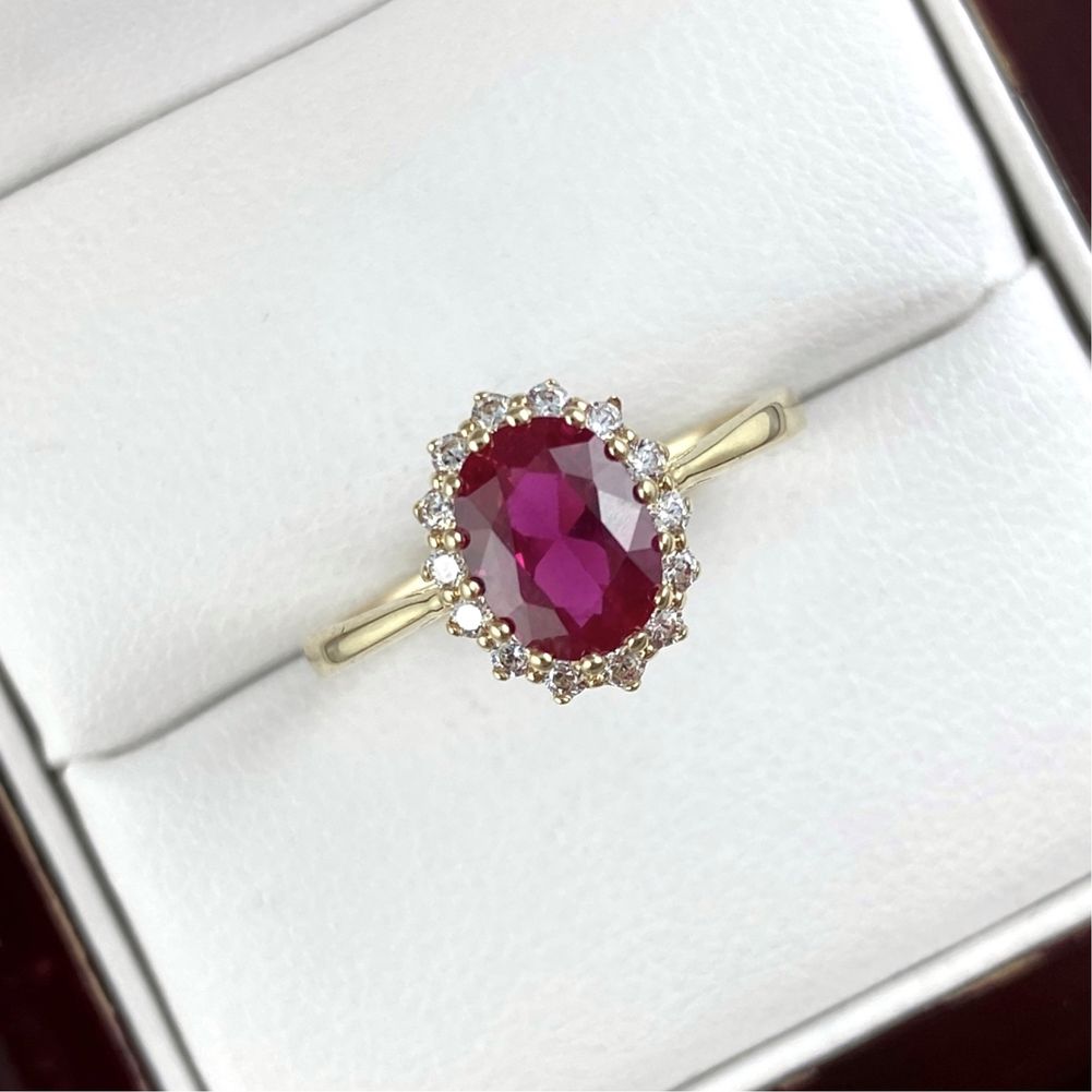 ZŁOTY pierścionek MARKIZA z różowym oczkiem PR. 585 (14K) rozmiar 17