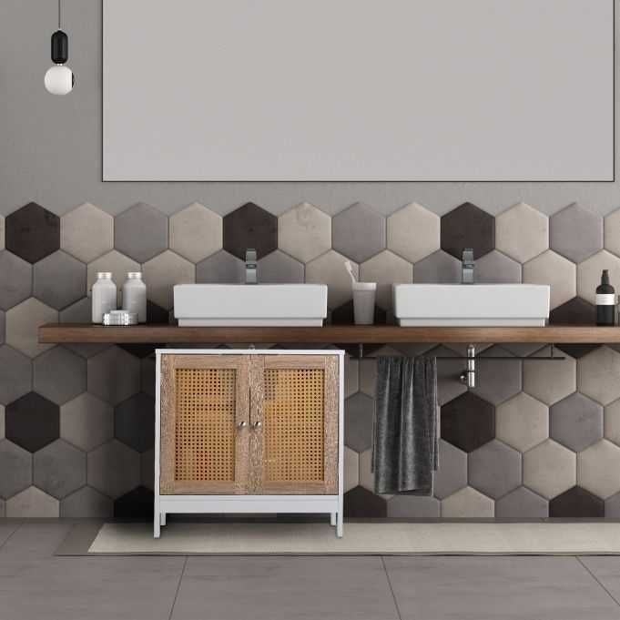 Szafka podumywalkowa z rattanowymi drzwiami