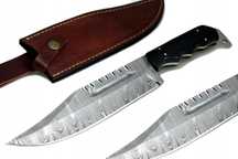 Nóż ręcznie wykonany Bowie survival stal damasceńska skórzane etui 758