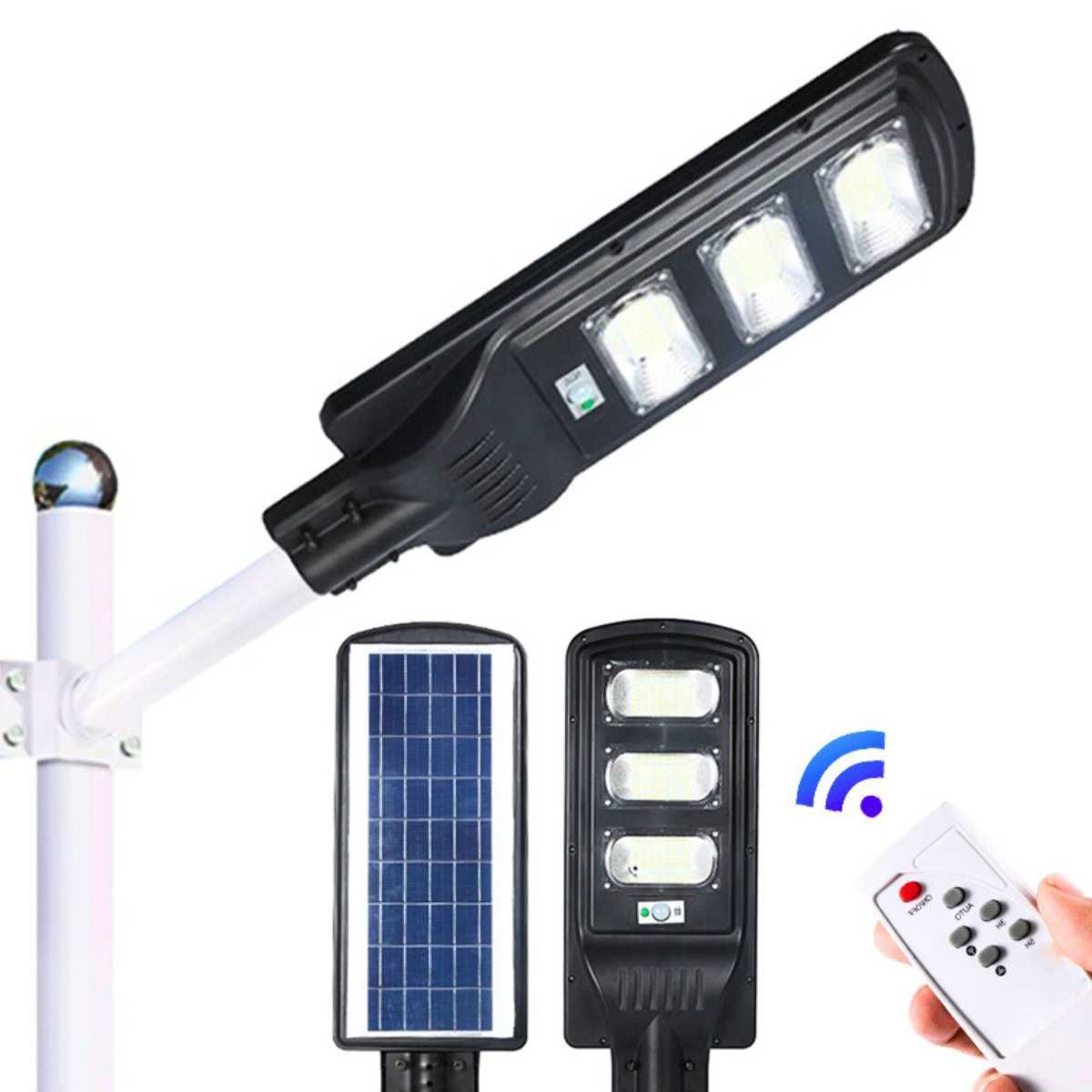 Lampa solarna uliczna 1200W LATARNIA wysięgnik czujnik zmierzchu ruchu