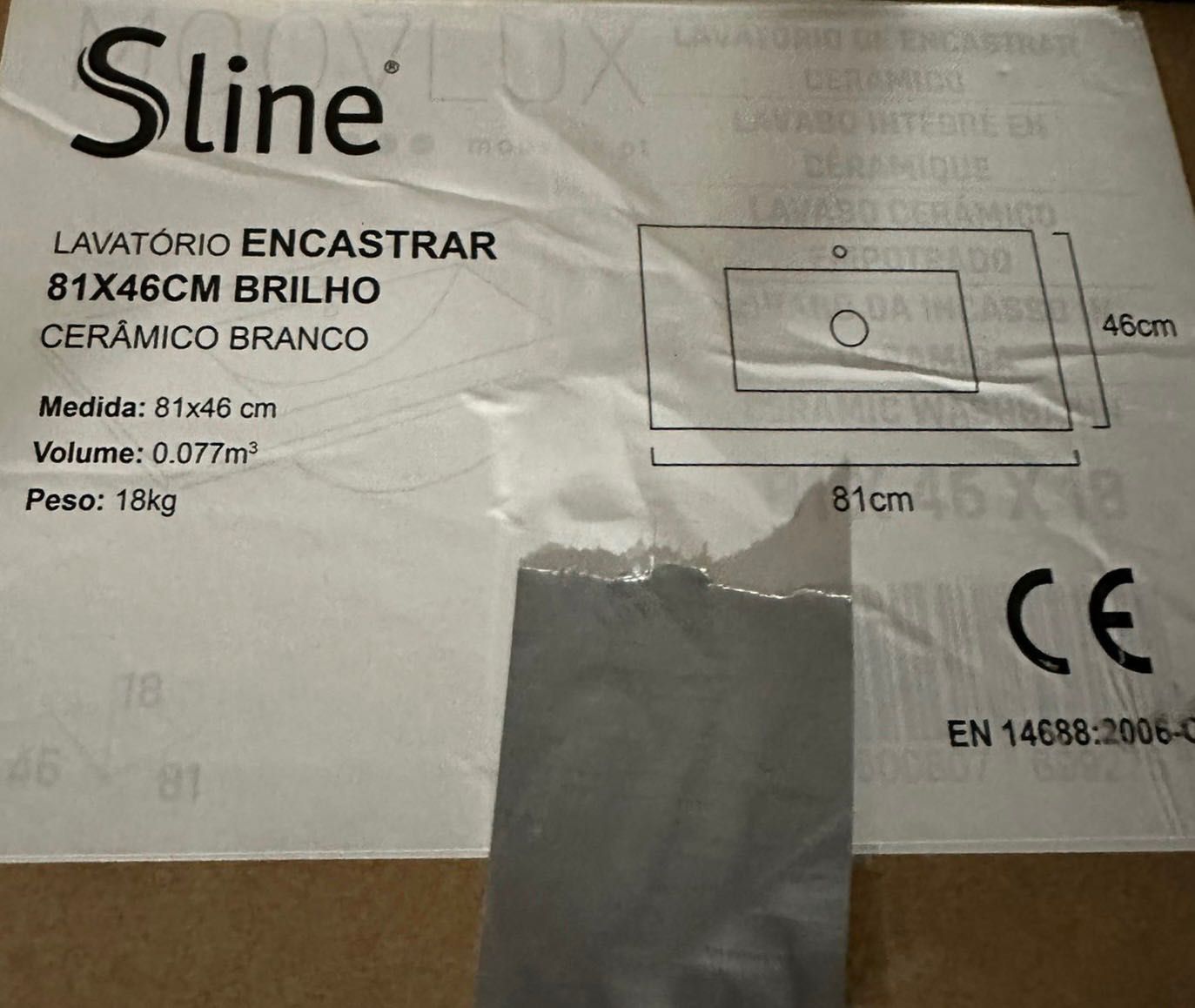 Lavatório de encastre novo - 81x46