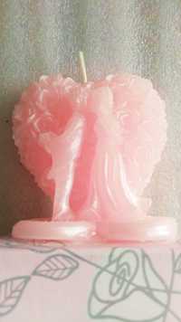 Свадебная свеча "Розовое сердце"