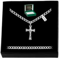Srebrny Łańcuszek Pancerka+krzyżyk Z Jezusem pr925