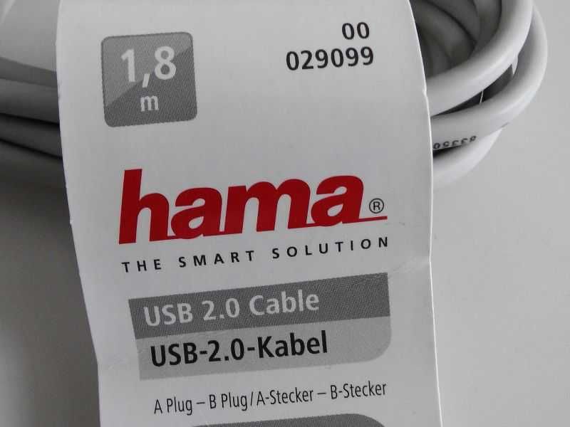 Kabel HAMA 1,8m USB A-B drukarka skaner dysk hub