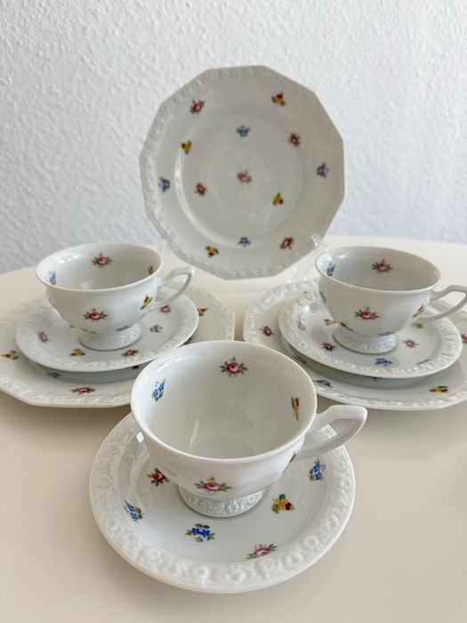 Zestaw śniadaniowy Rosenthal Biała Maria w kwiatuszki