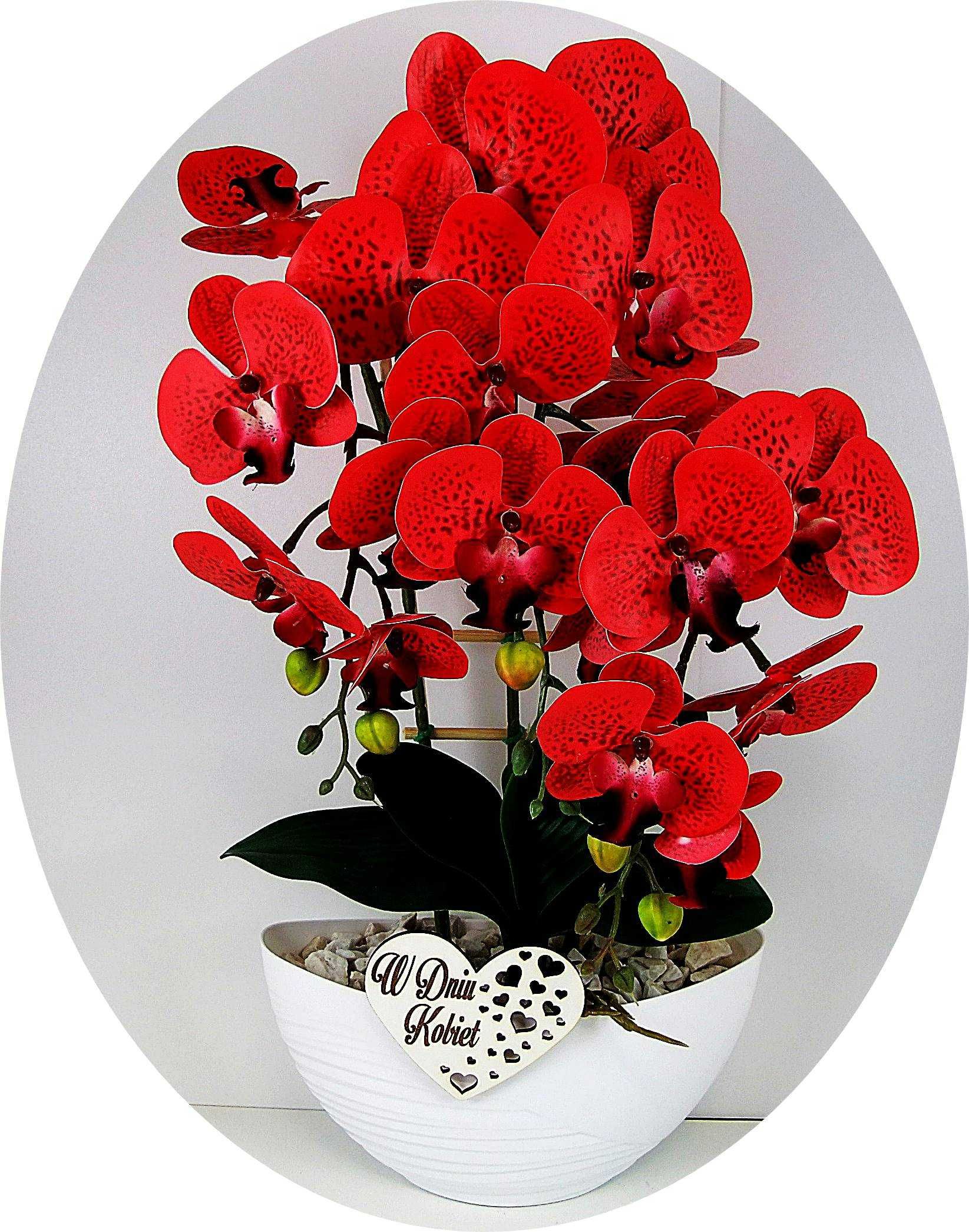 Czerwony Sztuczny Storczyk Prezent Dzień Kobiet Gumowy Ładny Magnolit