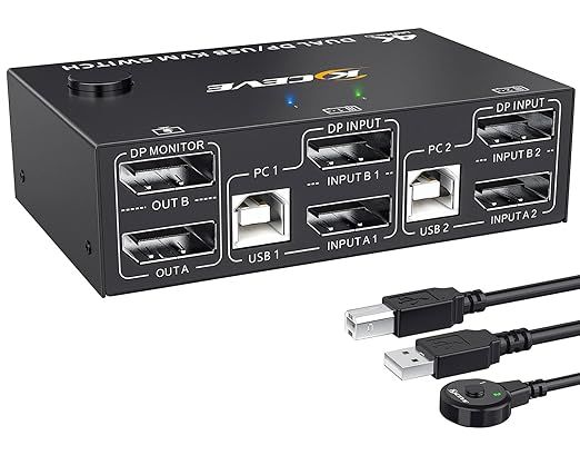 Przełącznik KVM YOUTINGHDAV 2 PC 2 Monitory 4K 144Hz Displayport
