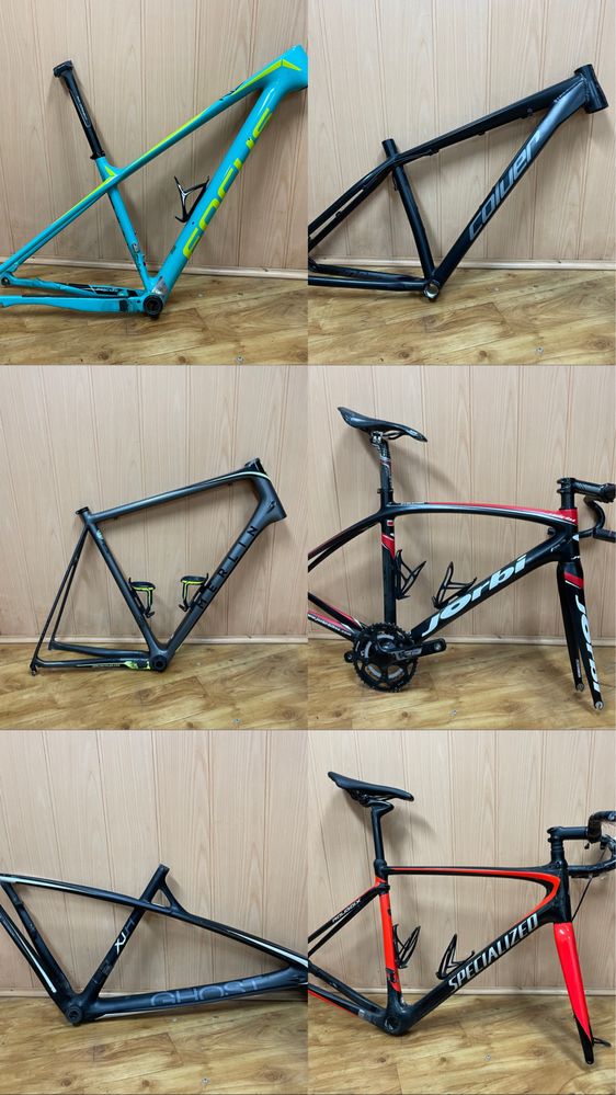 Vários quadros de bicicleta