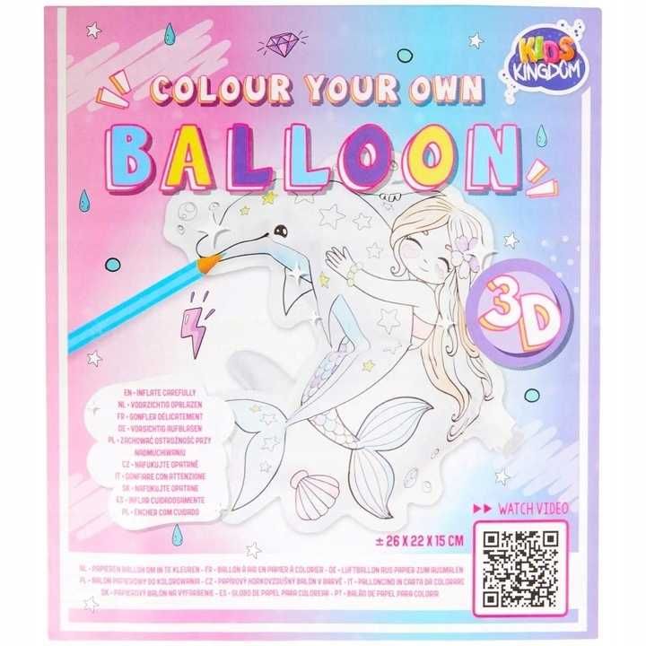 Balon papierowy do kolorowania 3D DIY Delfin