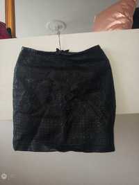 Spódnica mini czarna Karen Millen eko skóra wzór XS/S